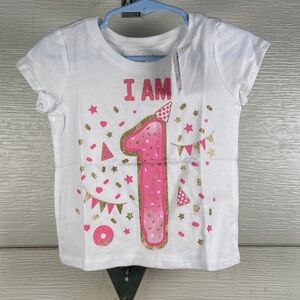 Girls Place Short Sleeve Birthday Shirt I Am One Size 18-24M‎ NWT First Birthday